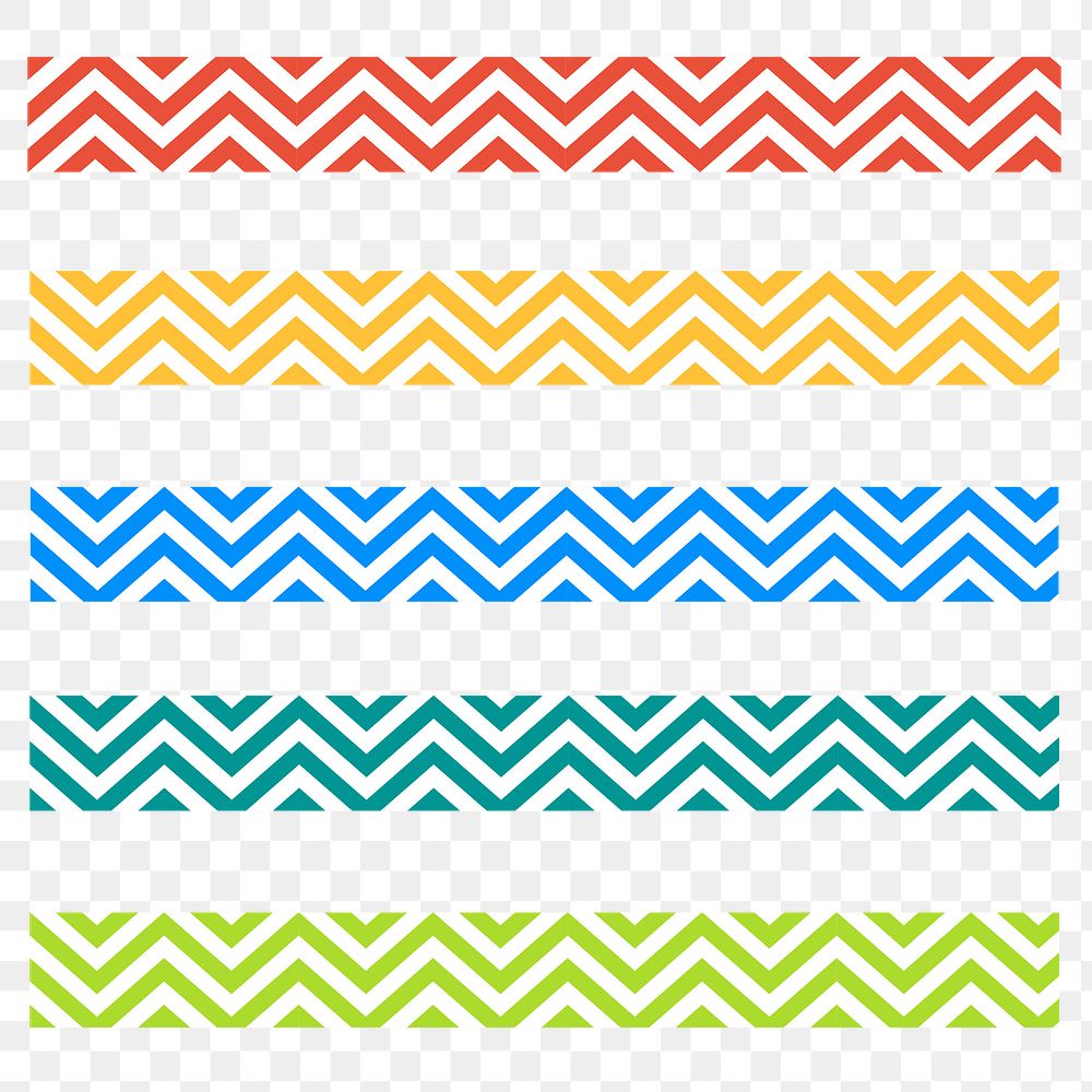 Brush stroke png colorful zigzag pattern set