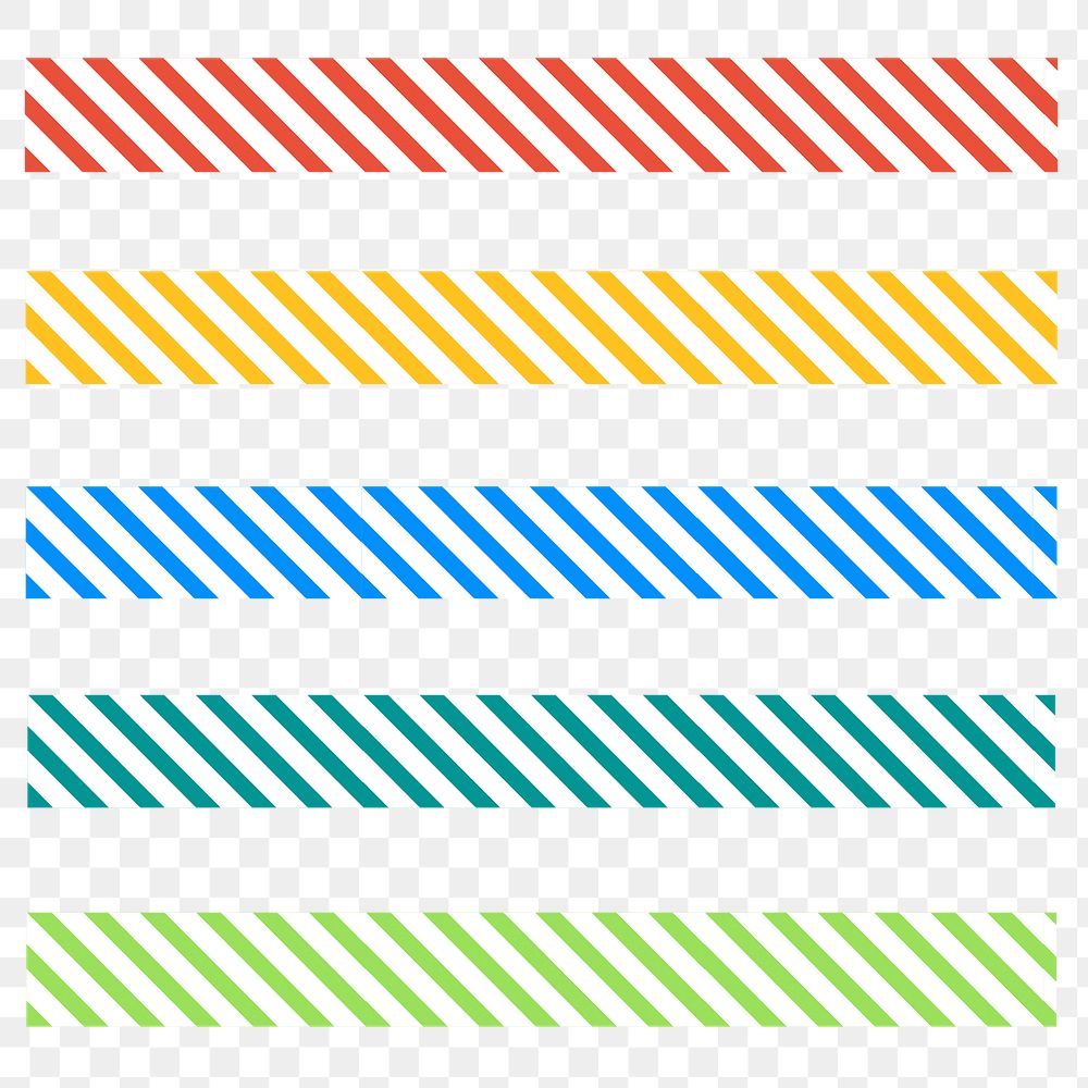 Brush stroke png colorful stripes pattern set