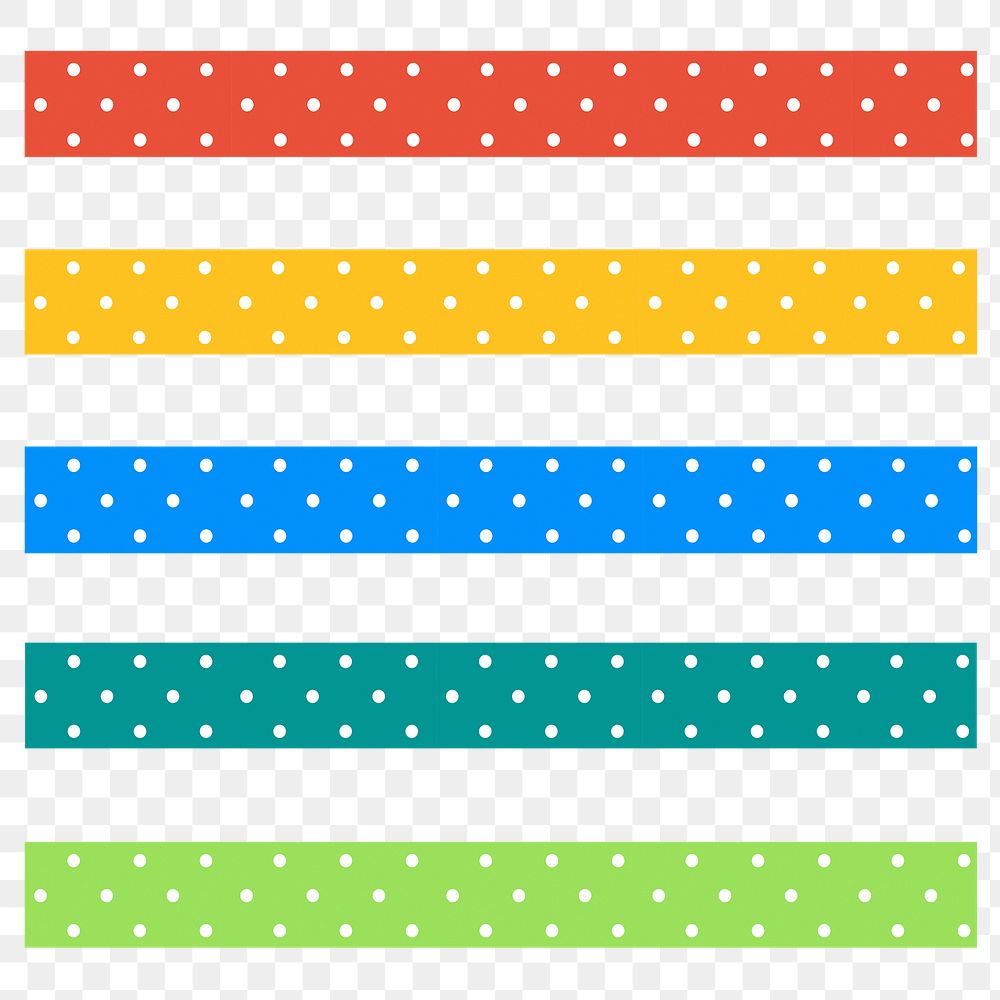 Brush stroke png colorful polka dots pattern set