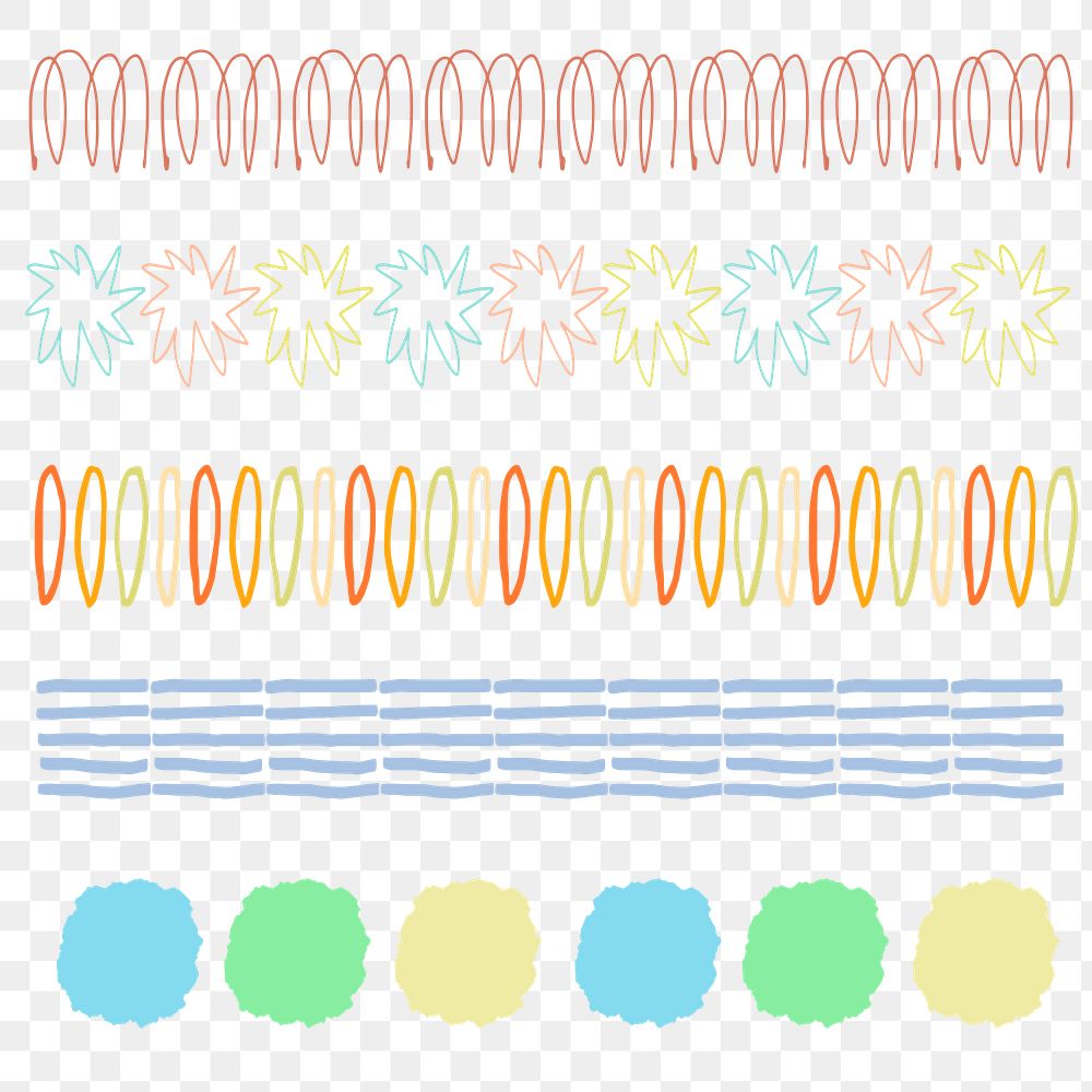 Doodle brush stroke png pattern set