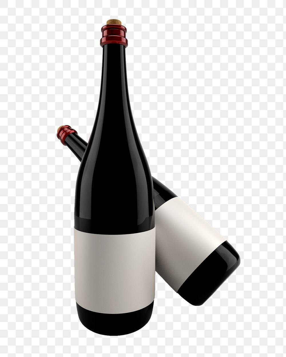 Red wine png bottle, isolated object on transparent background