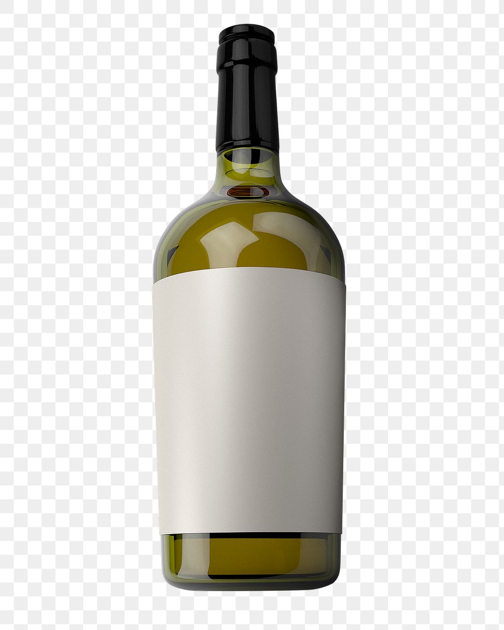Blank label png wine bottle, isolated object on transparent background