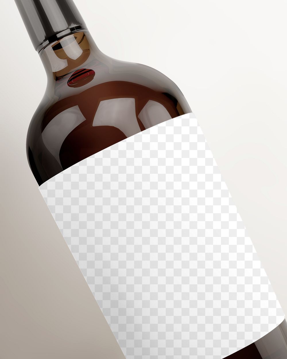 Wine bottle png mockup, blank label