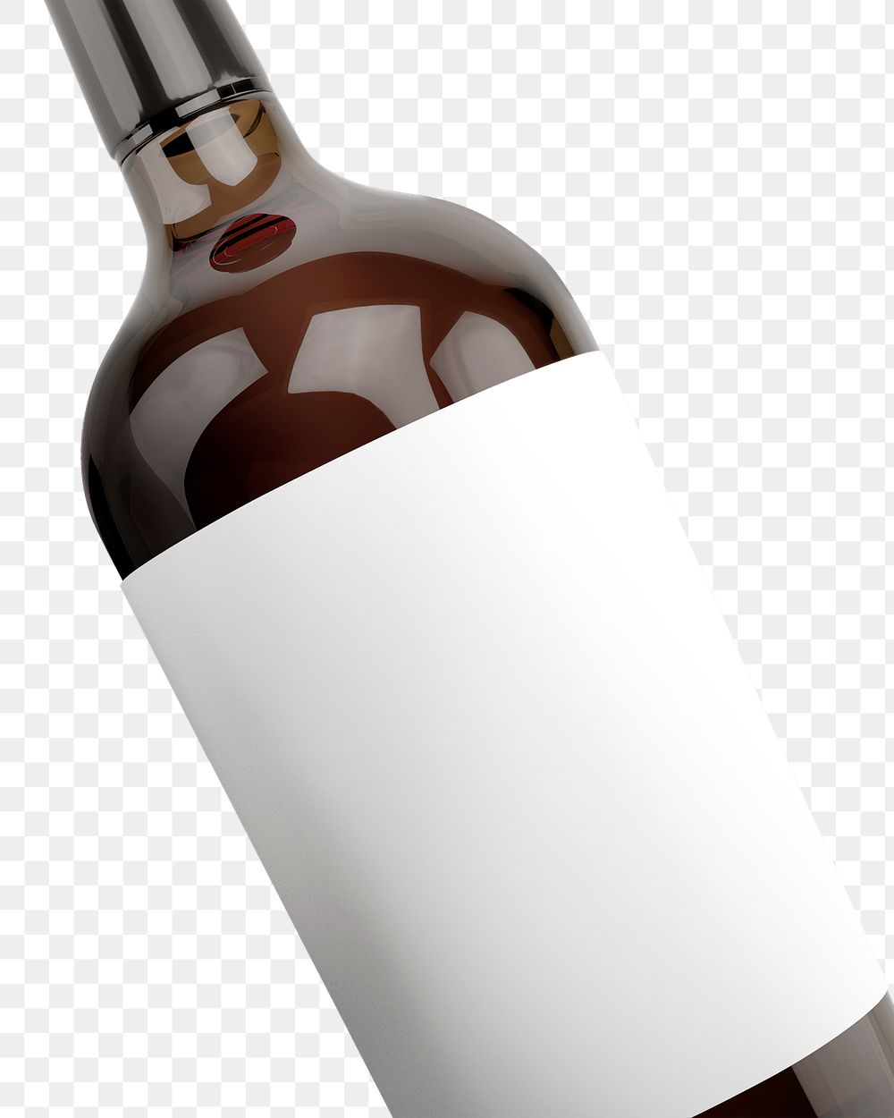 Blank label png wine bottle, isolated object on transparent background