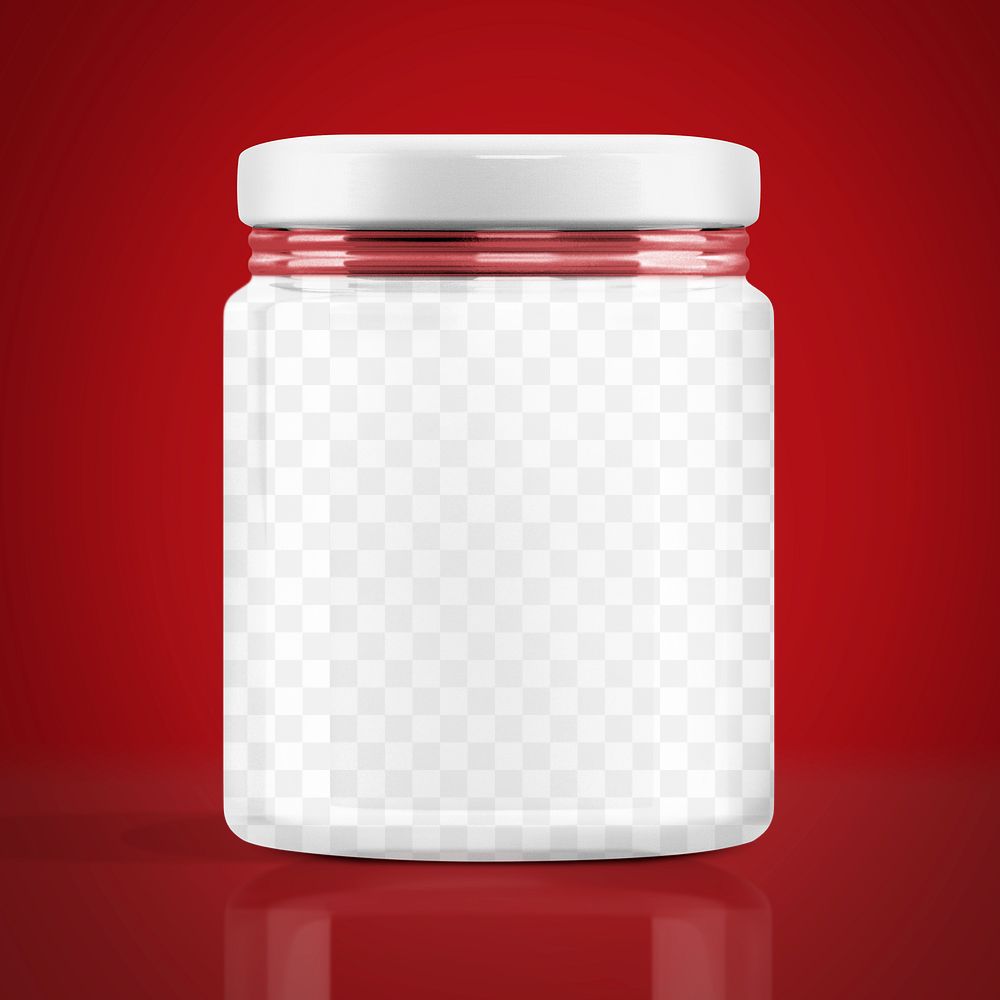 Png glass jar mockup, transparent design 