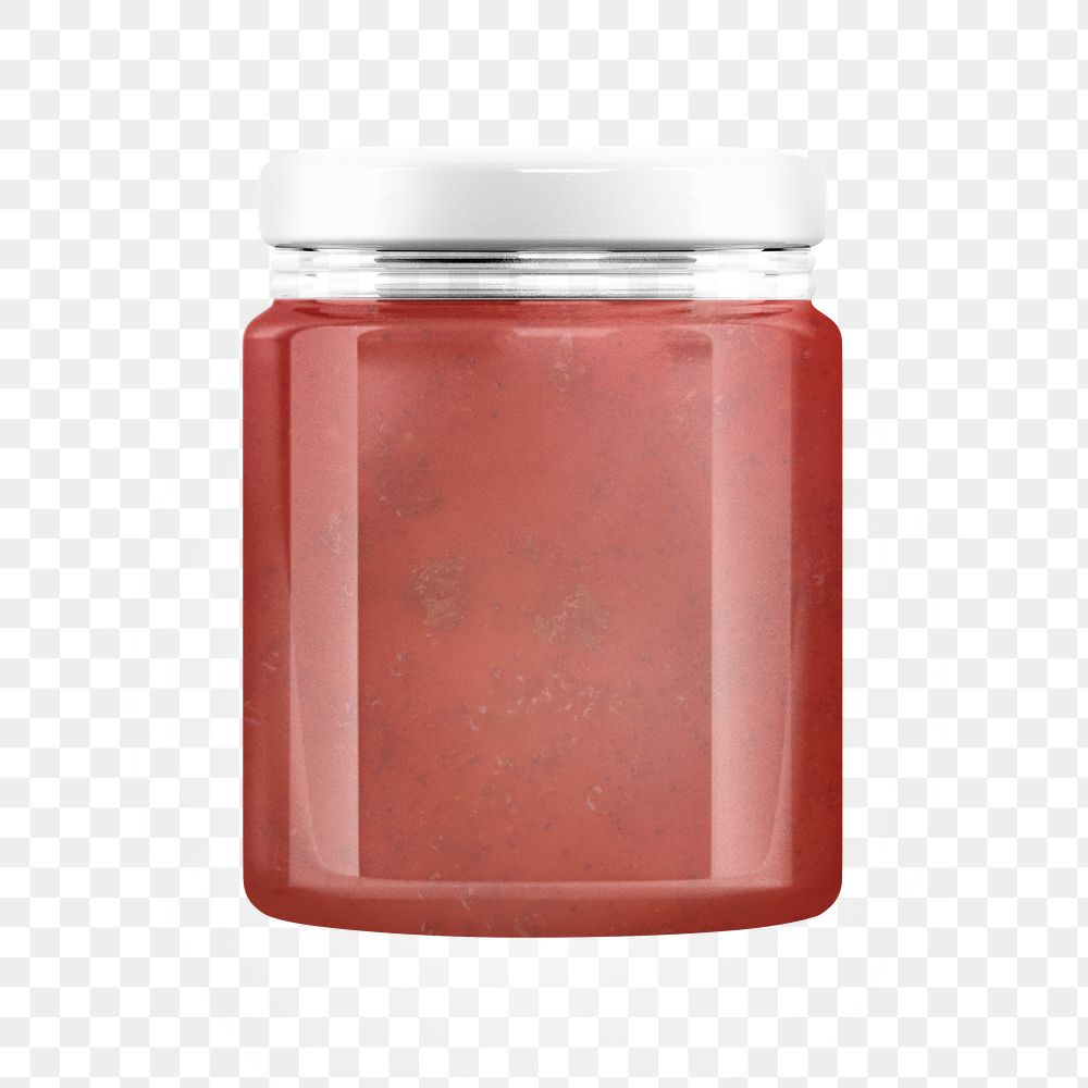 Strawberry jam png jar, transparent background