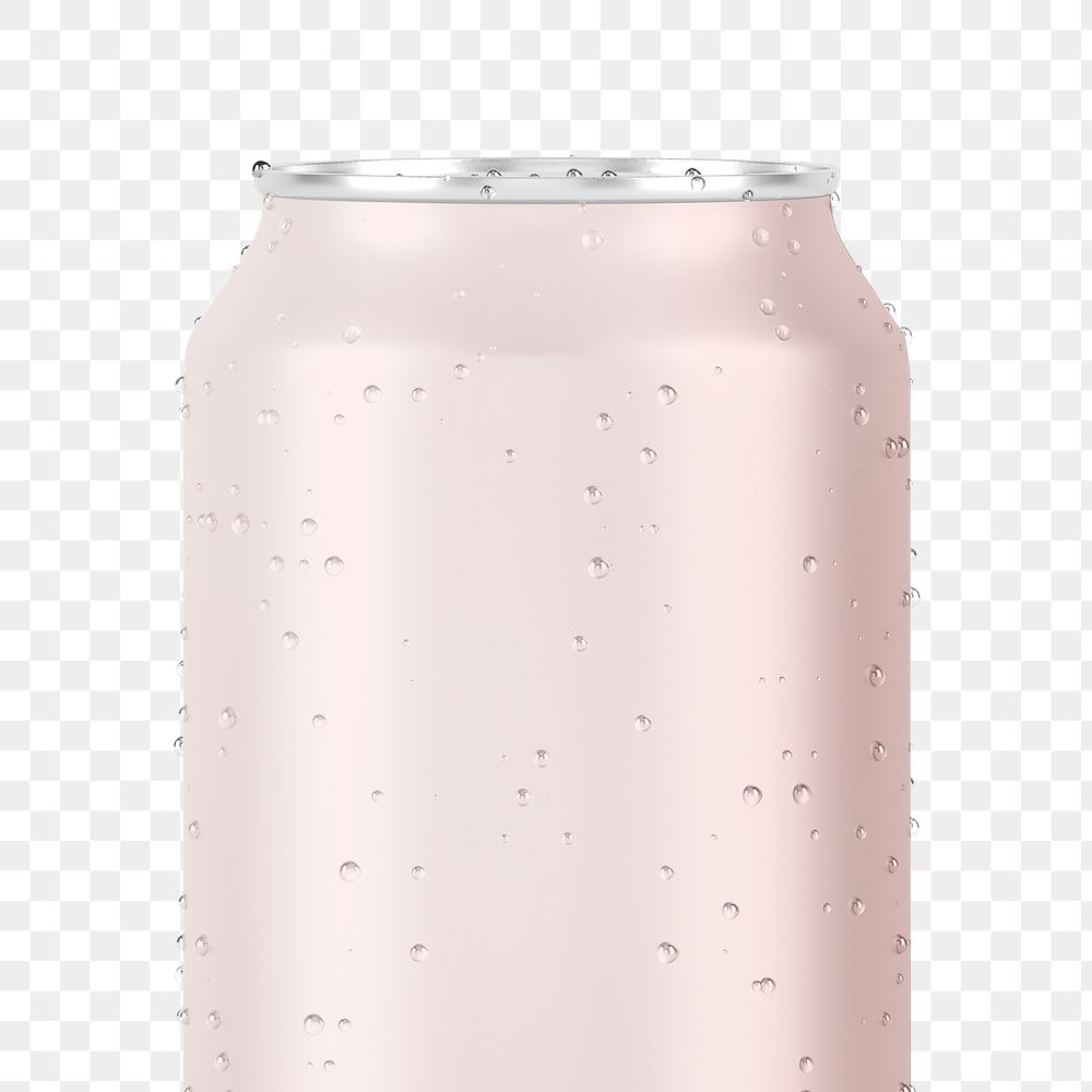 Pink soda can png sticker, cold drink 