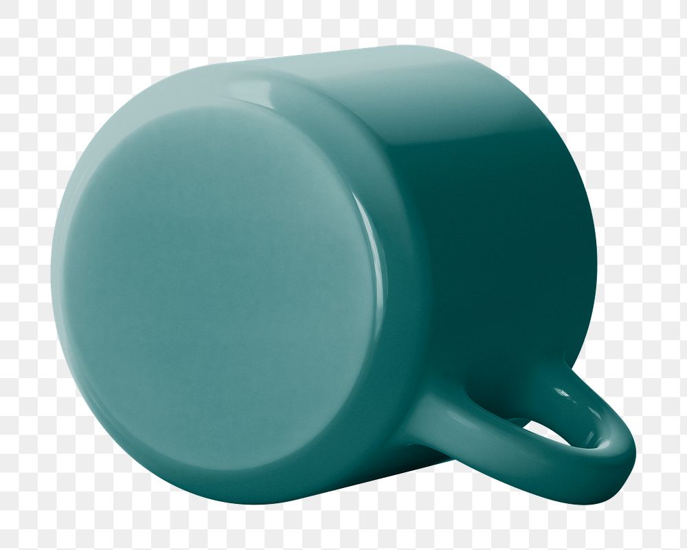 Green mug png, kitchen utensil object on transparent background