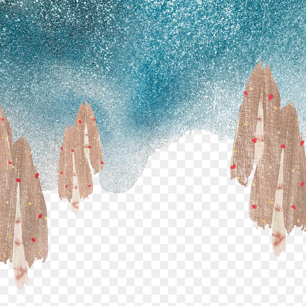 Winter blue png transparent background, watercolor glitter design