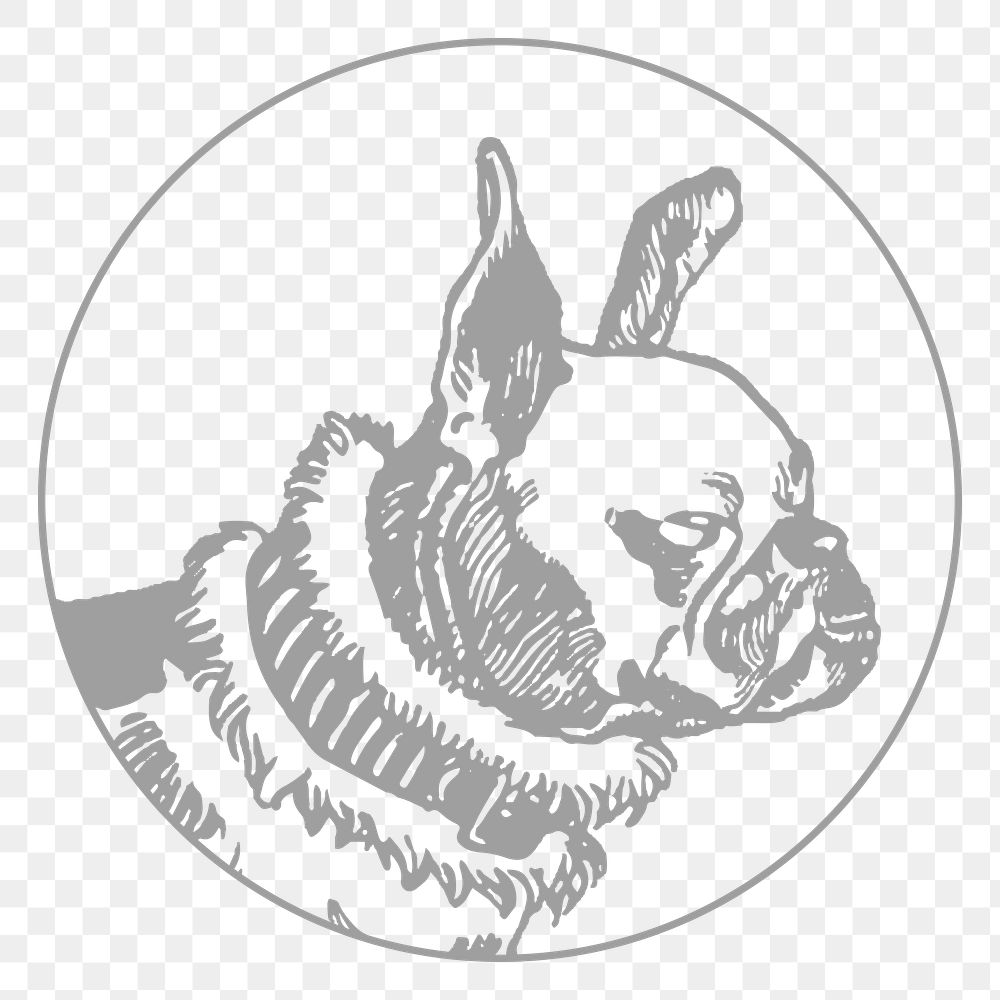 Bulldog logo png, round badge sticker, remixed from artworks by Moriz Jung