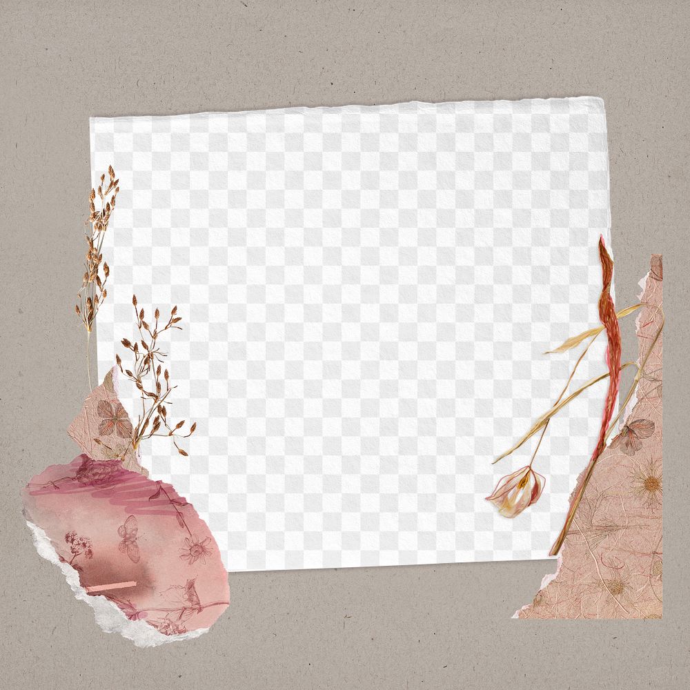 Vintage collage png mockup, dried flower collage, Autumn aesthetic