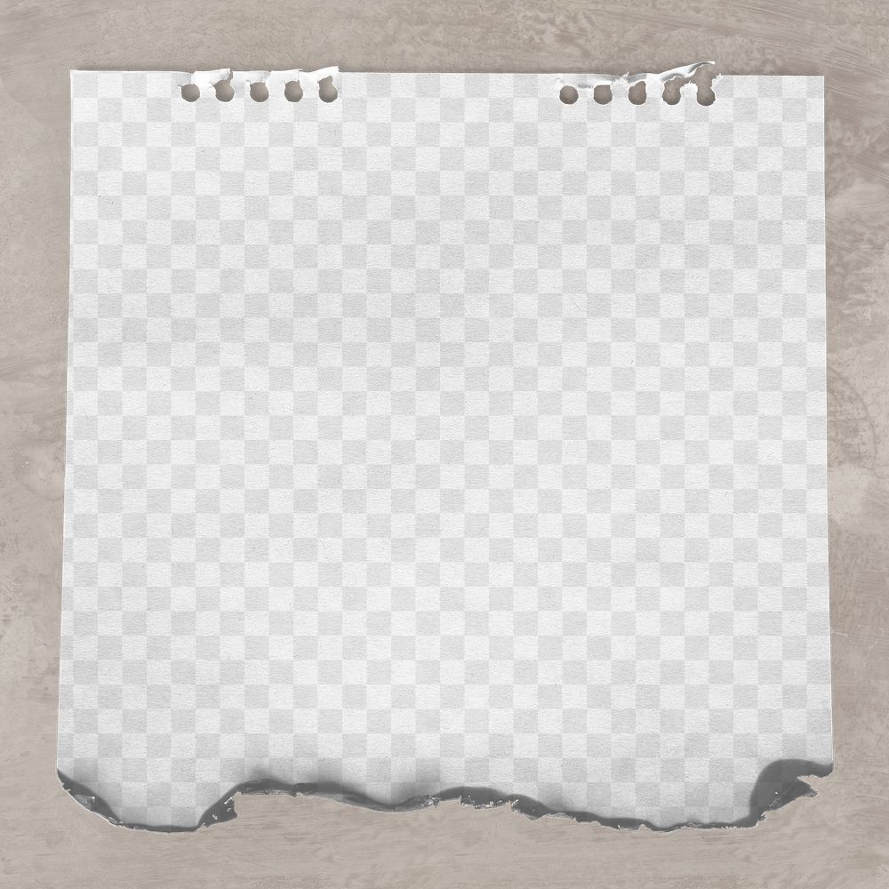 Ripped note paper png mockup, transparent design
