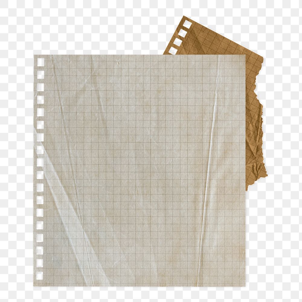 Aesthetic grid note png paper, blank design space on transparent background