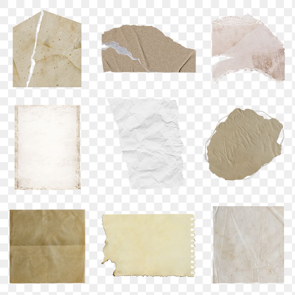 Vintage note paper png collage, wall decoration with blank space set on transparent background
