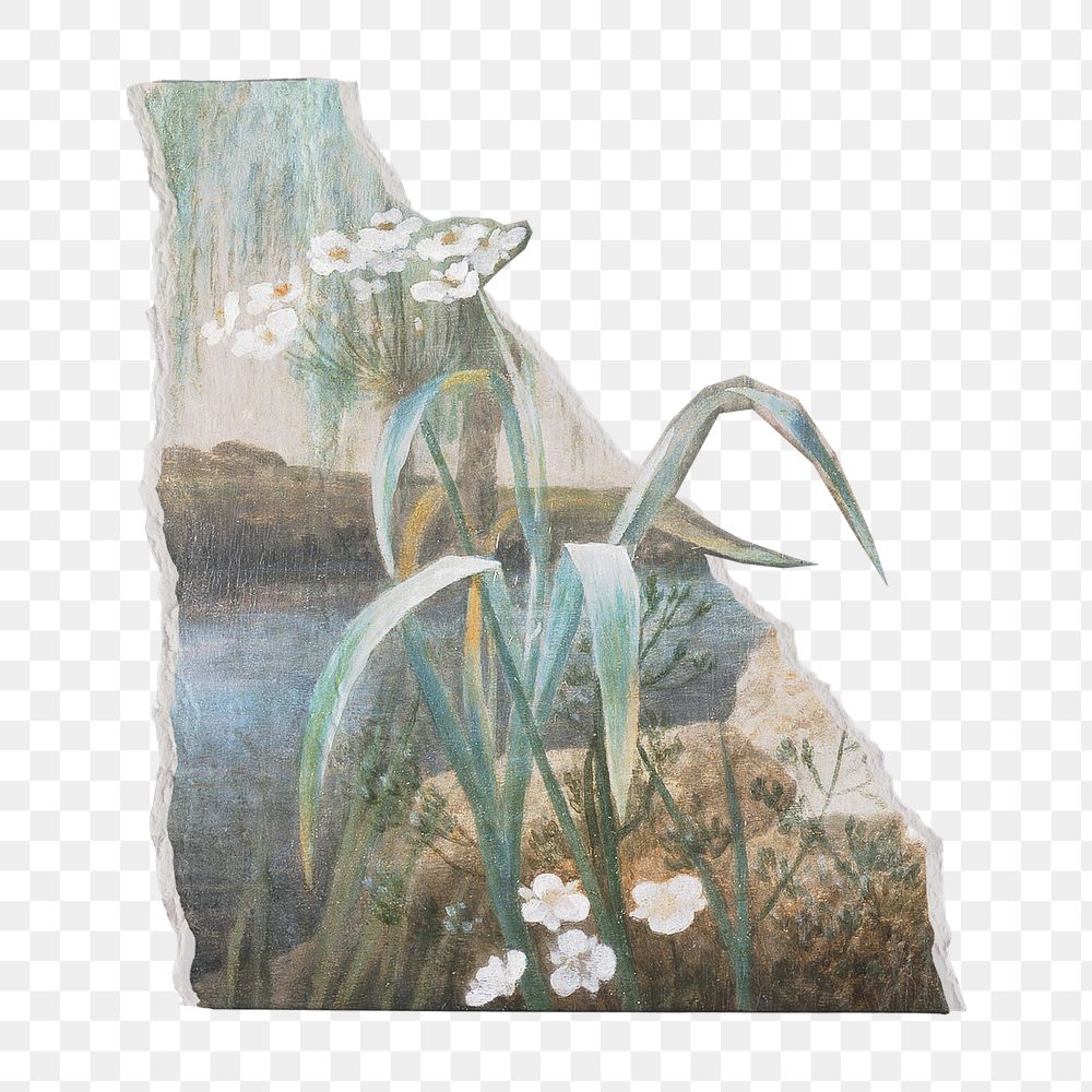 Floral note png paper clipart, vintage collage element on transparent background