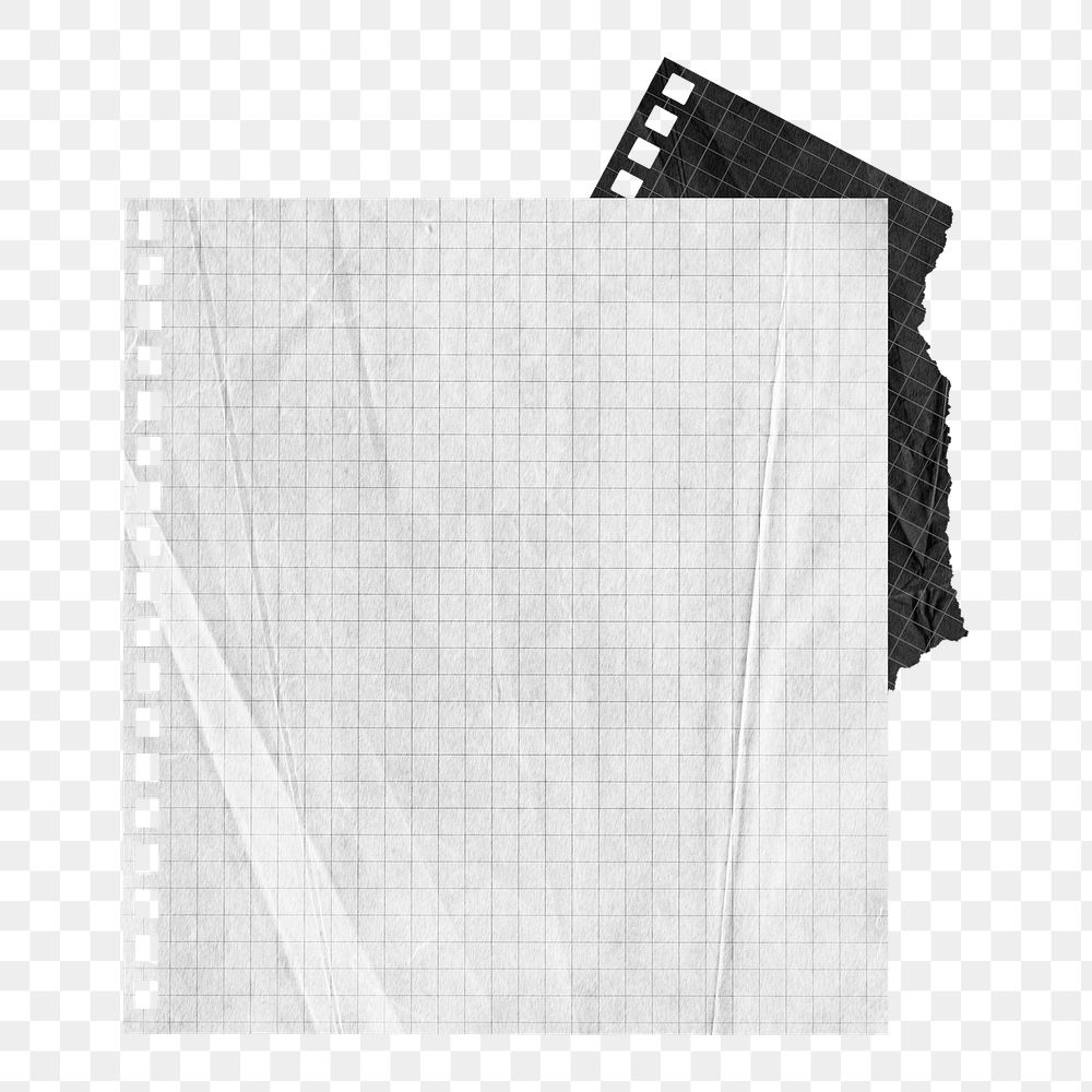 Aesthetic grid note png paper, blank design space on transparent background
