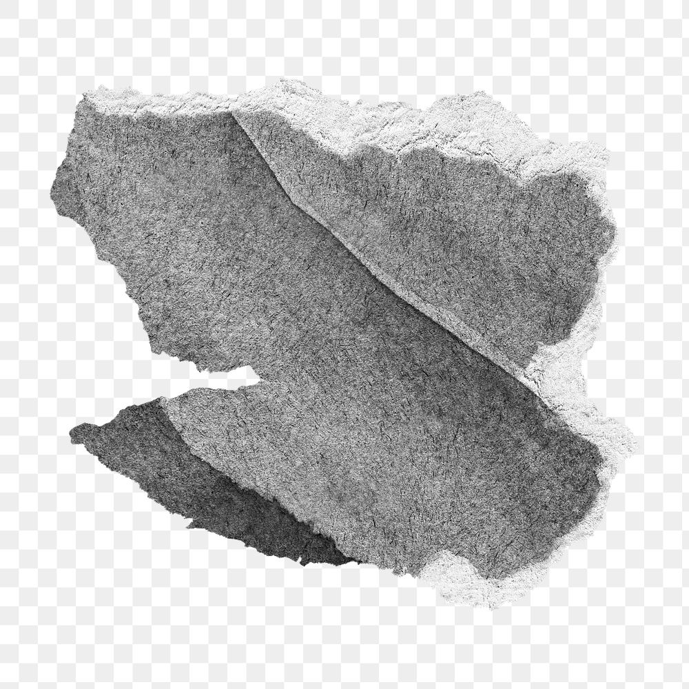Torn note png paper clipart, grayscale journal collage