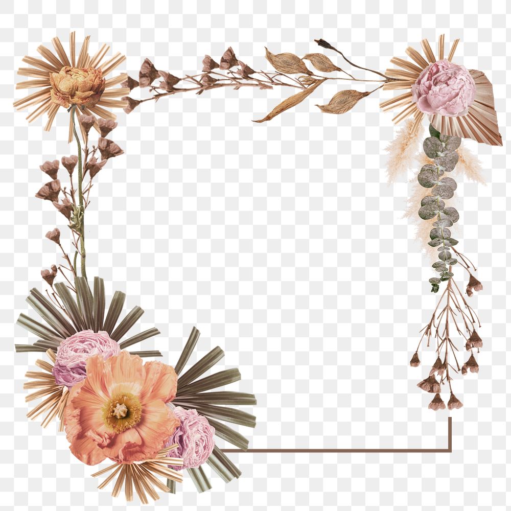 Flower frame png sticker, transparent background