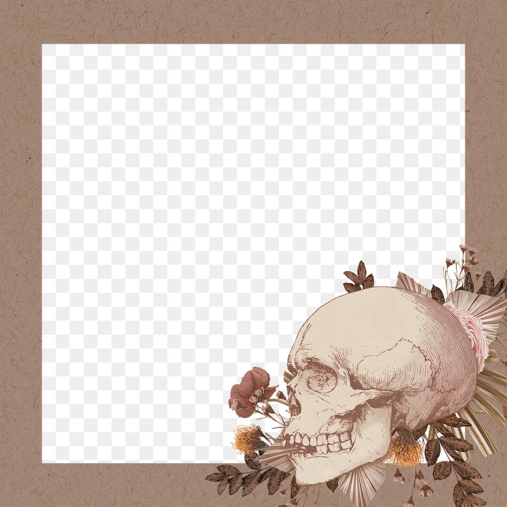 Gothic skull frame png sticker, transparent background
