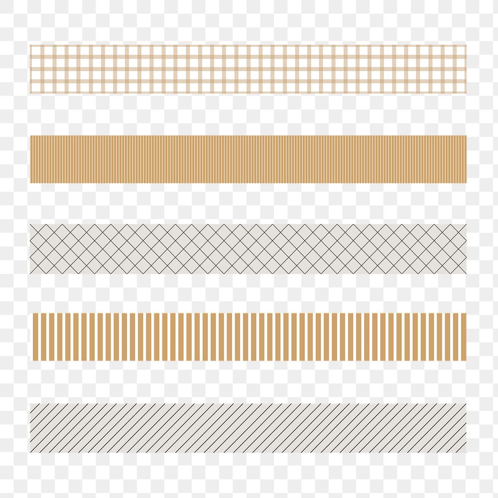 Simple png border element, abstract pattern set on transparent background