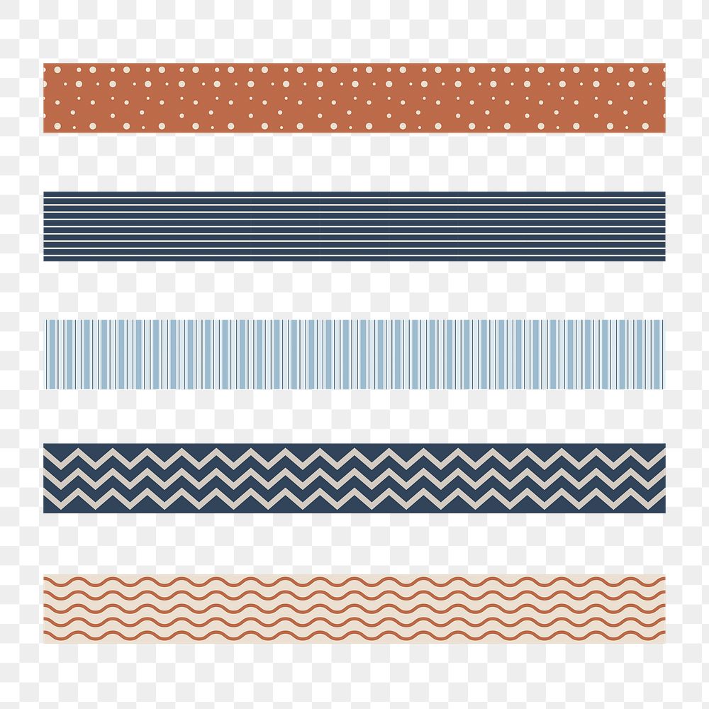 Simple png border element, abstract pattern set on transparent background