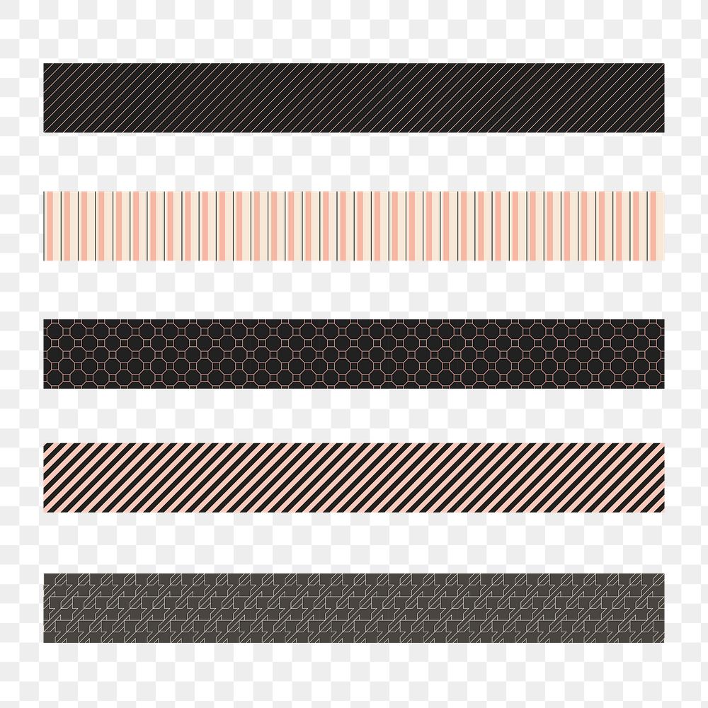 Simple png border element, abstract pattern set on transparent background