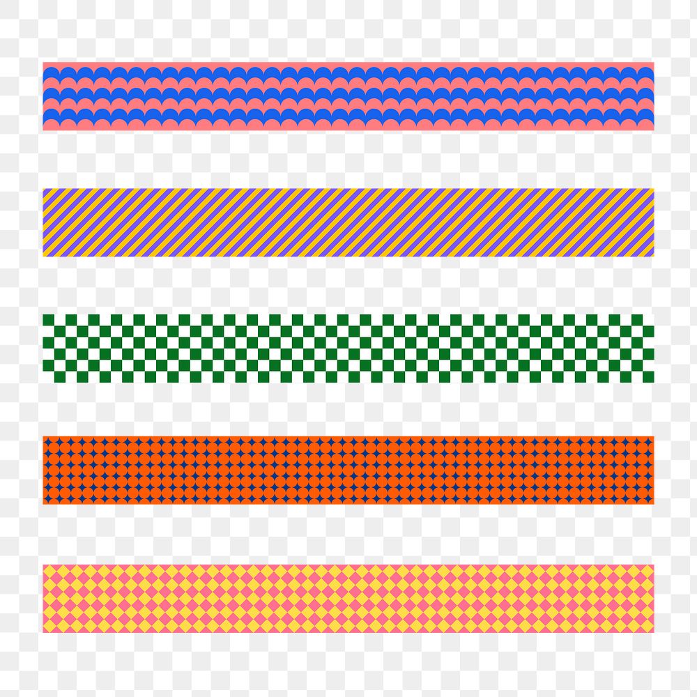 Geometric png border element, abstract pattern set on transparent background