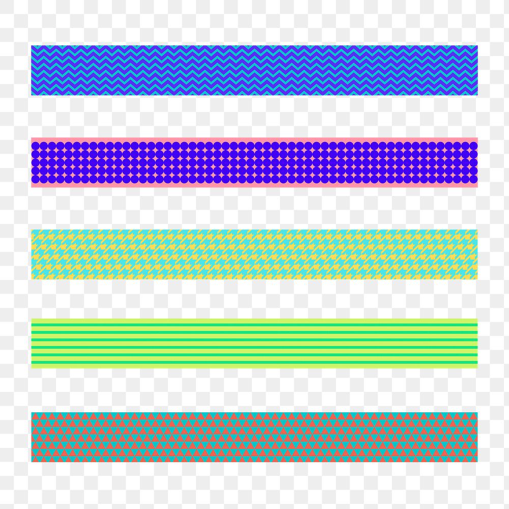 Geometric png border element, abstract pattern set on transparent background