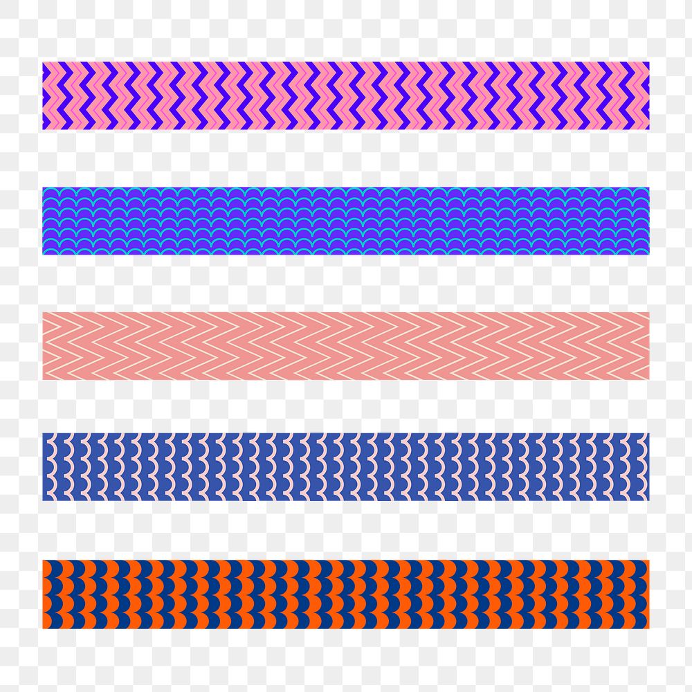 Geometric png border element, abstract pattern set on transparent background