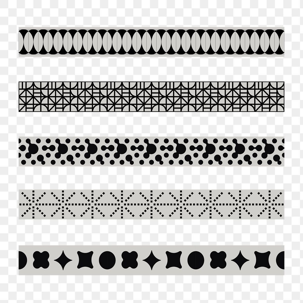 Abstract png border element, geometric pattern set on transparent background