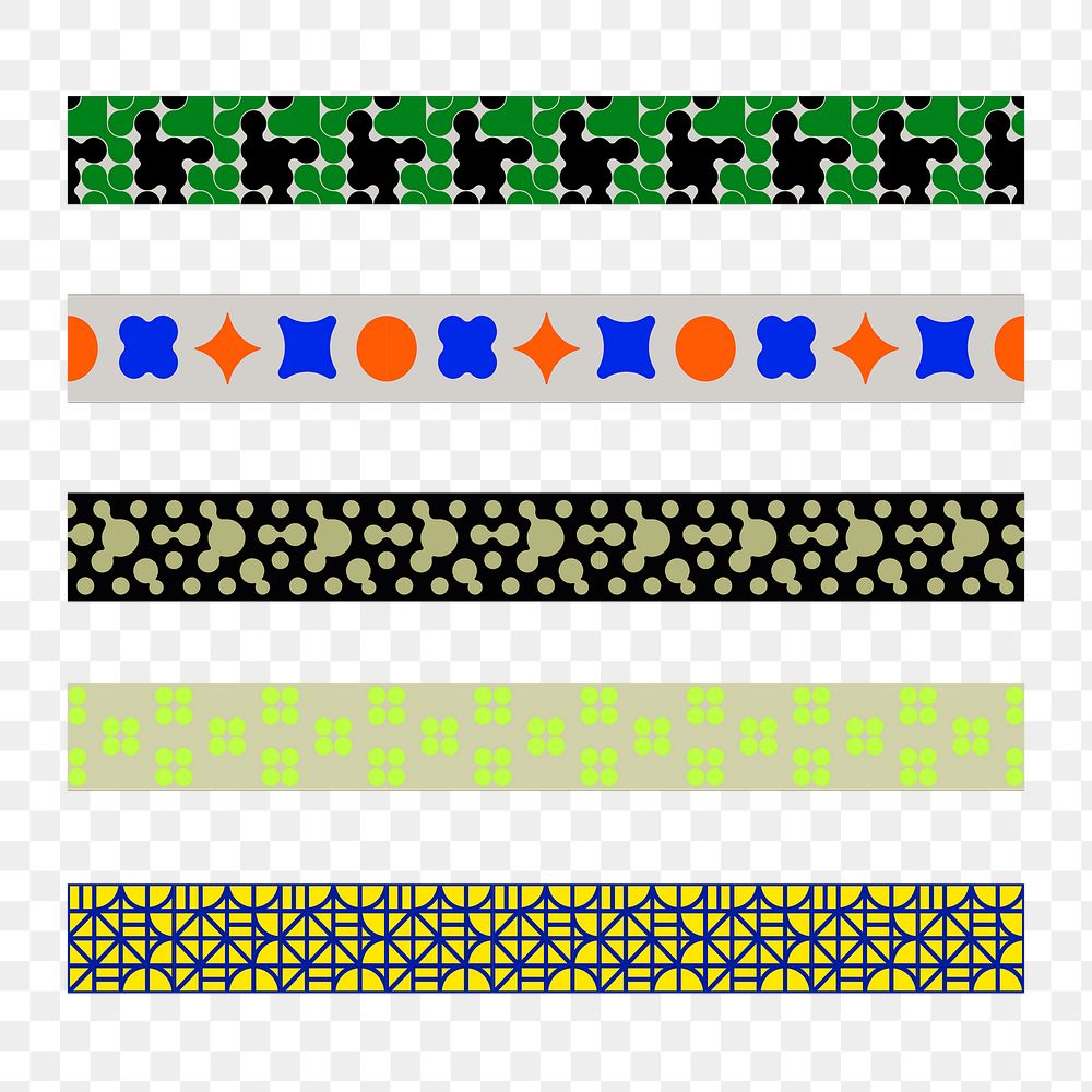 Abstract png border element, geometric pattern set on transparent background