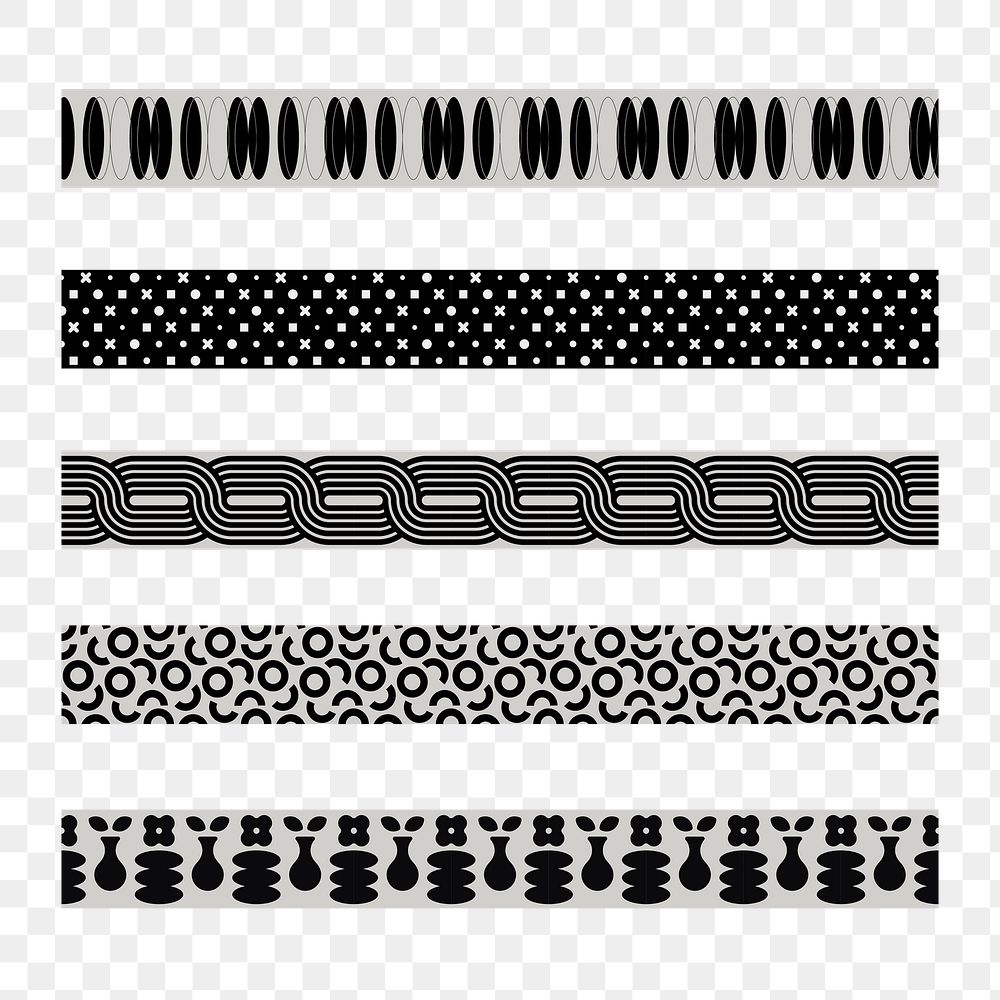 Abstract png border element, geometric pattern set on transparent background