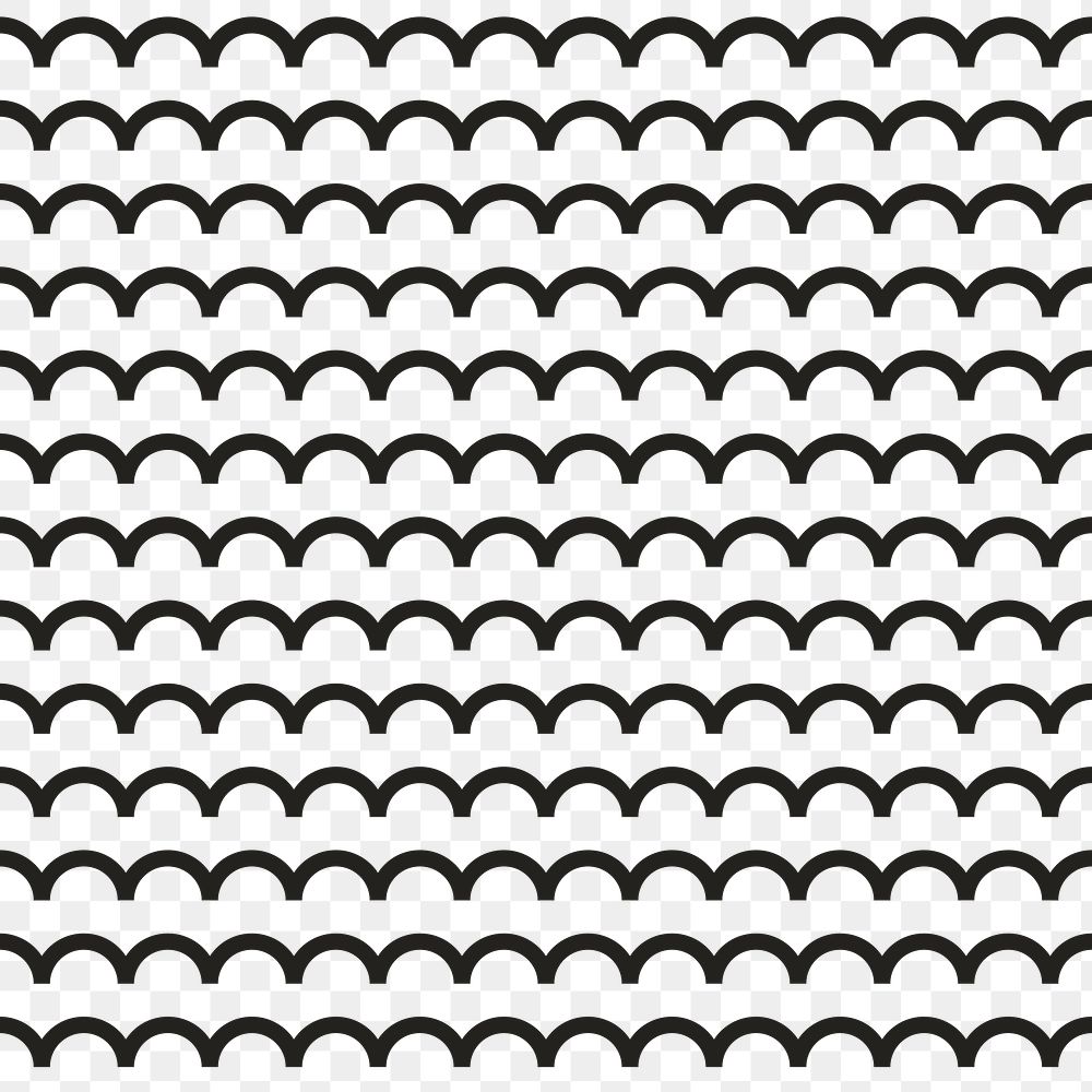 Wave line png pattern, transparent background, black seamless