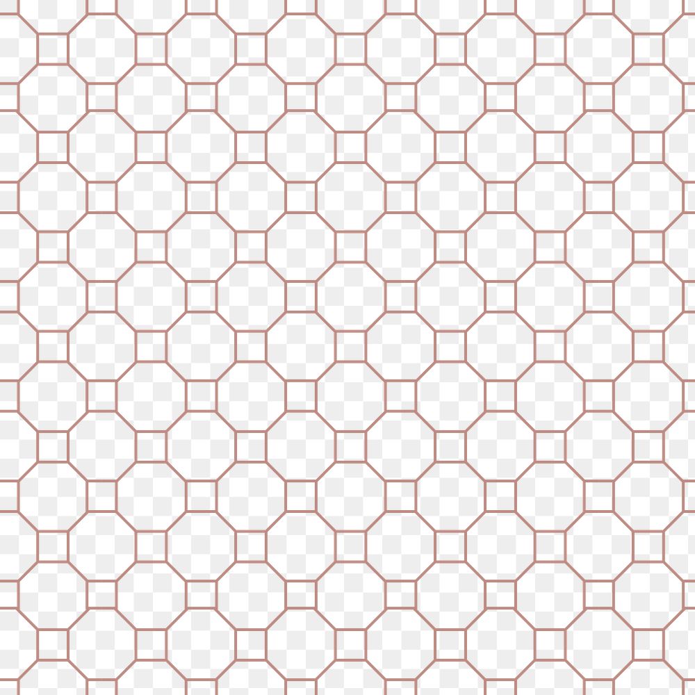 Seamless geometric png pattern, transparent background, beige hexagon