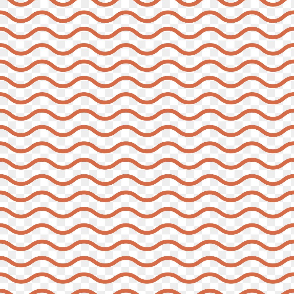 Wave line png pattern, transparent background, orange seamless