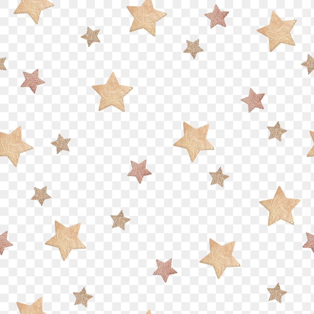 Gold star png pattern, transparent background, cute glittery design