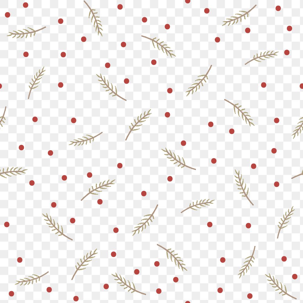Winter leaf png pattern, transparent background, Christmas celebration