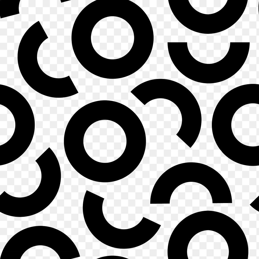 Abstract circle png pattern, transparent background, black design