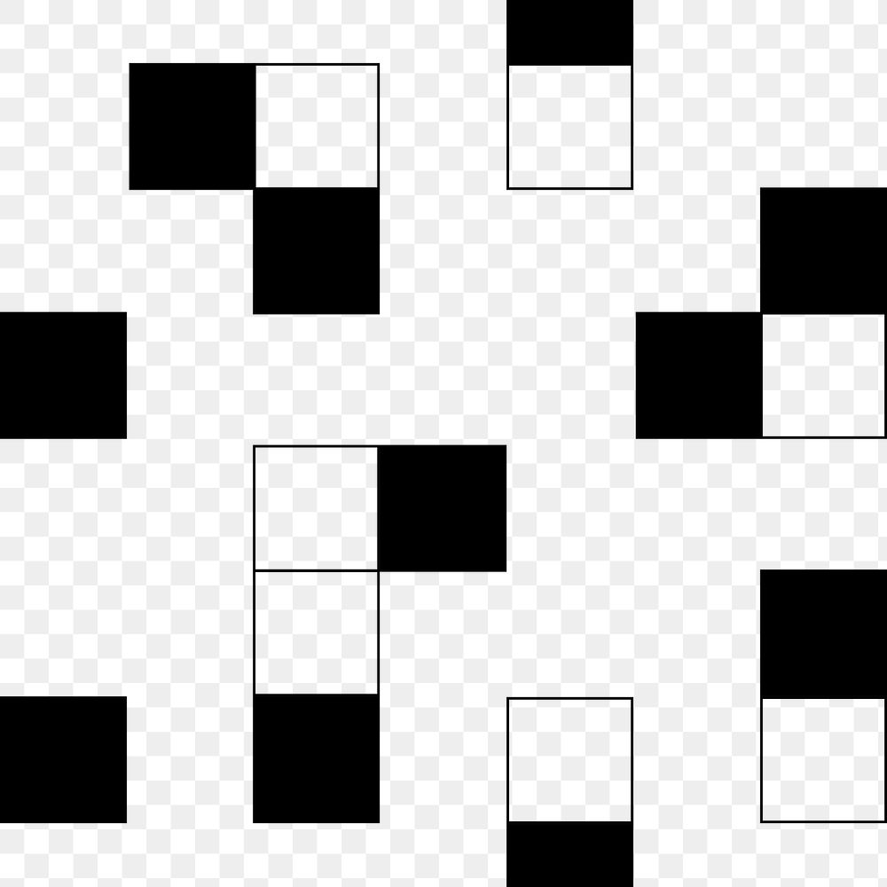 Geometric blocks png pattern, transparent background, black and white