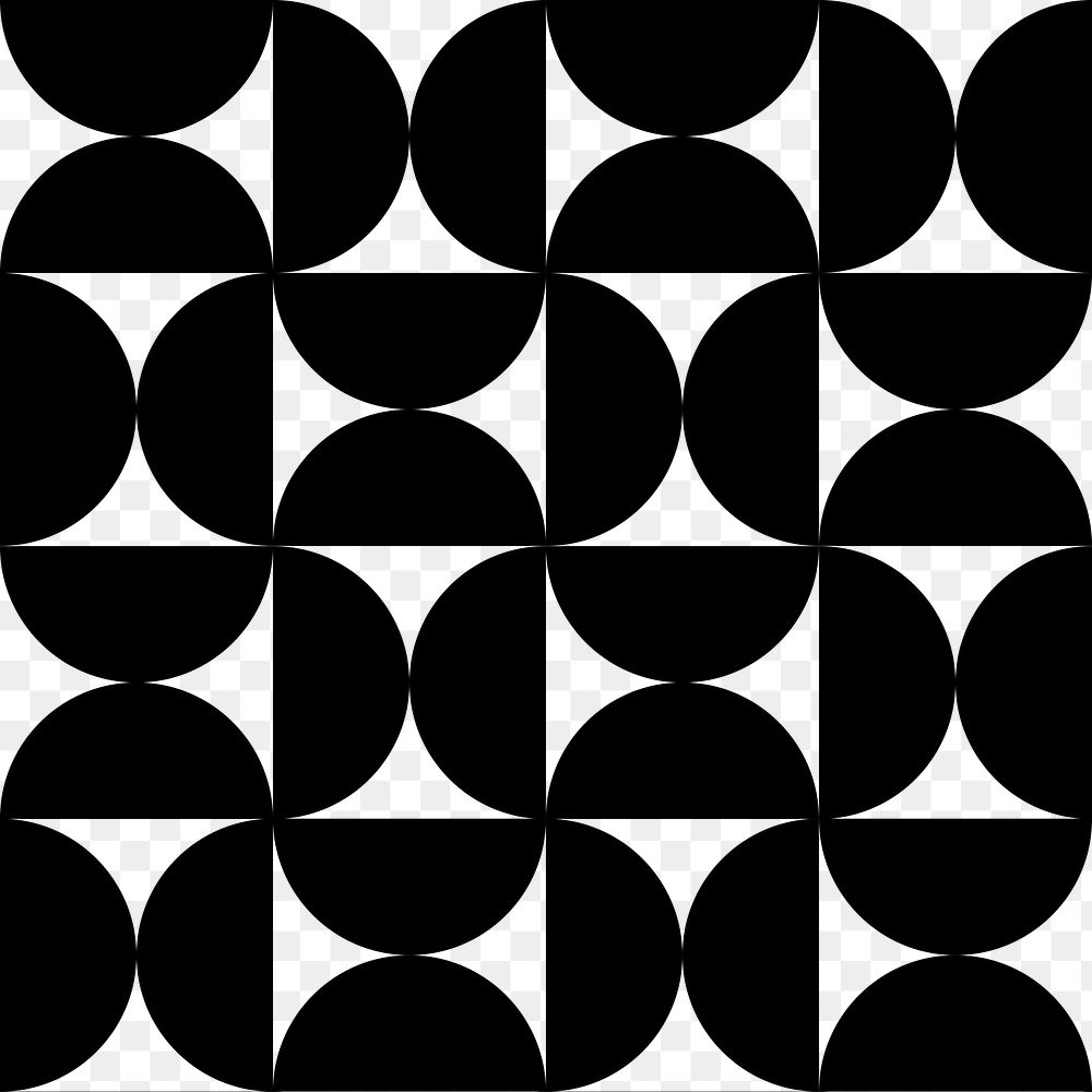 Retro bauhaus png pattern, transparent background, black geometric design
