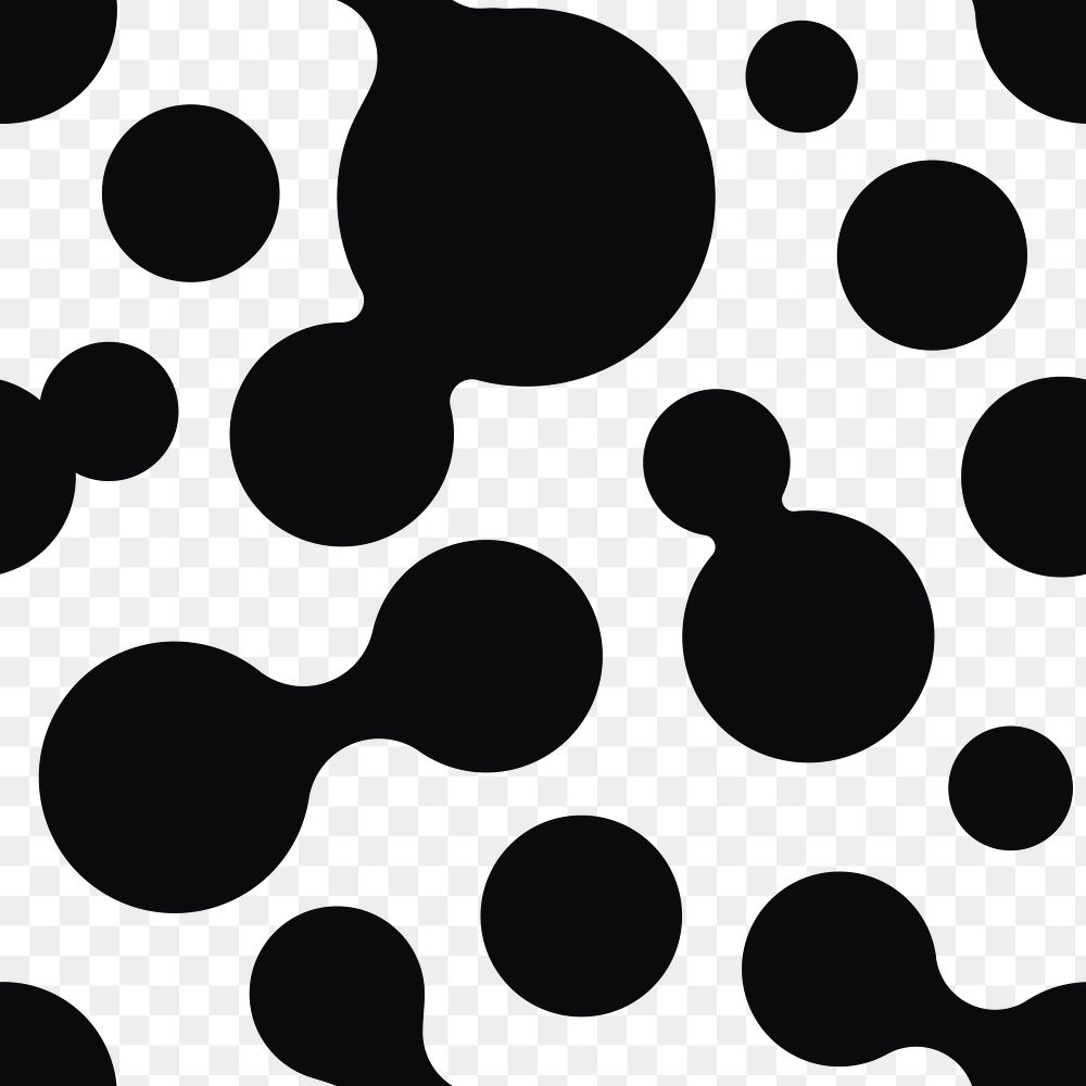 Abstract shape png pattern, transparent background, circle liquid in black
