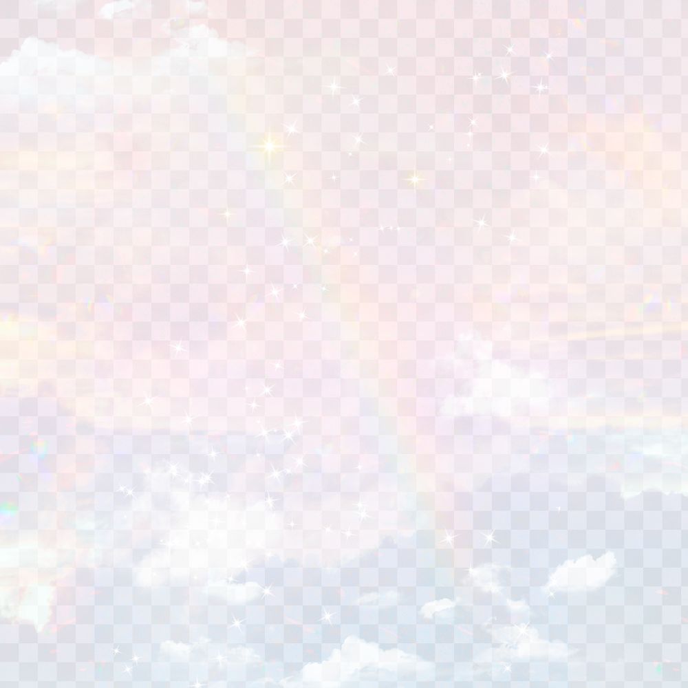 Aesthetic transparent background png, rainbow sky, pink pastel design