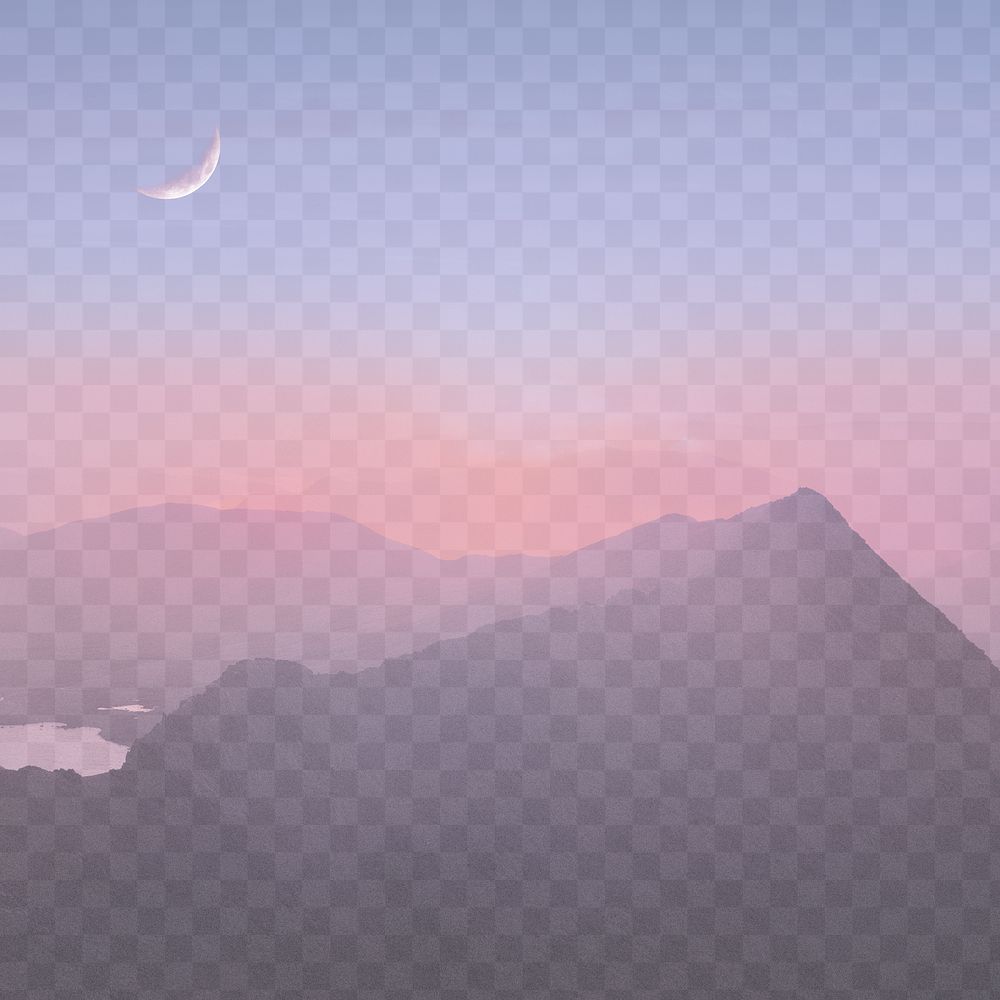 Sunset mountain background png, aesthetic transparent design