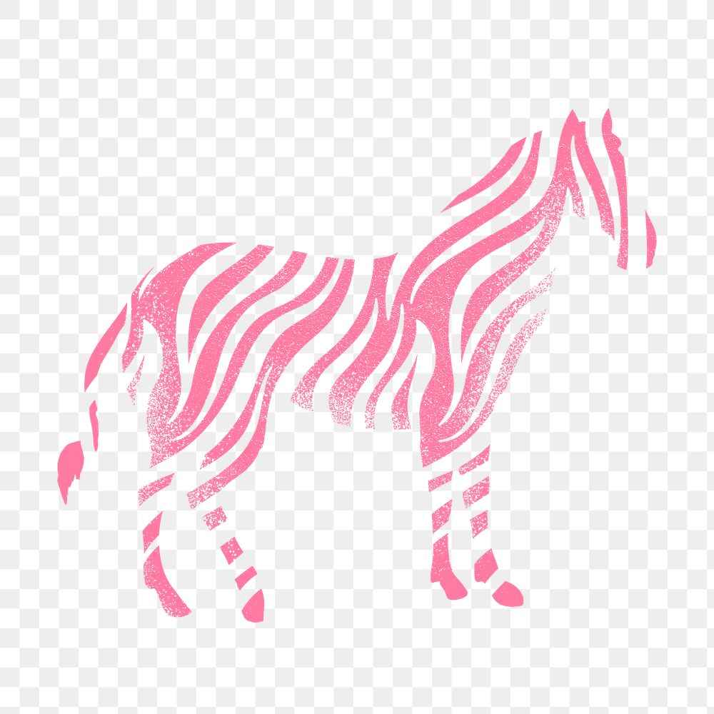 Pink zebra png sticker, textured animal on transparent background