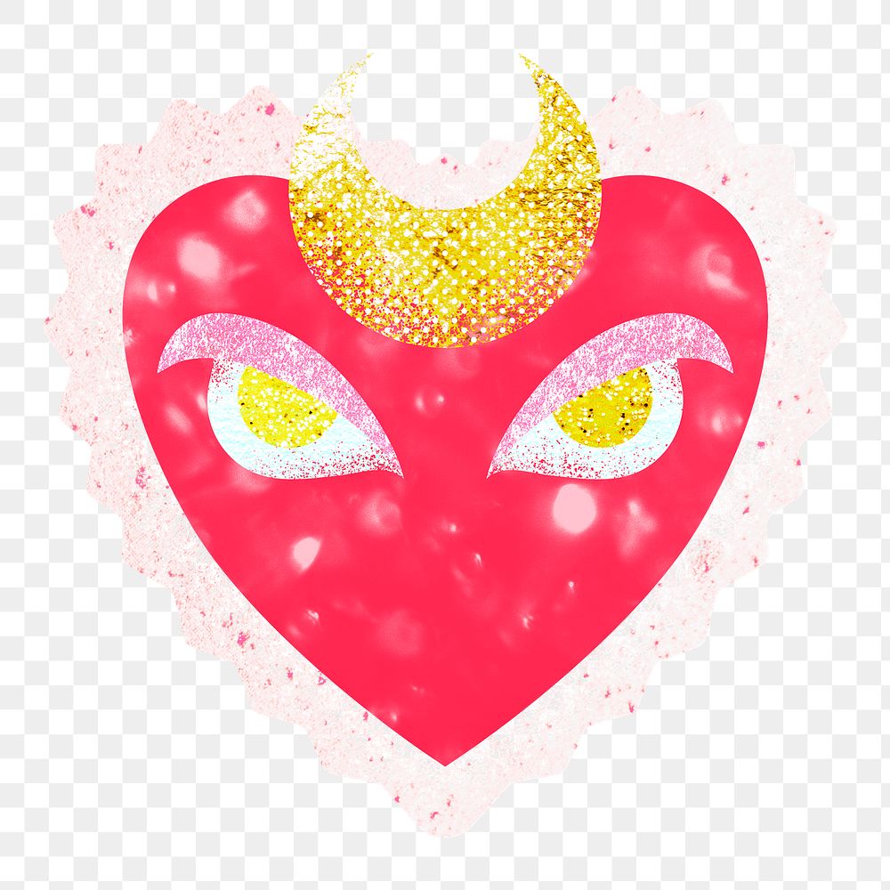 Pink heart png sticker, fantasy cartoon on transparent background  