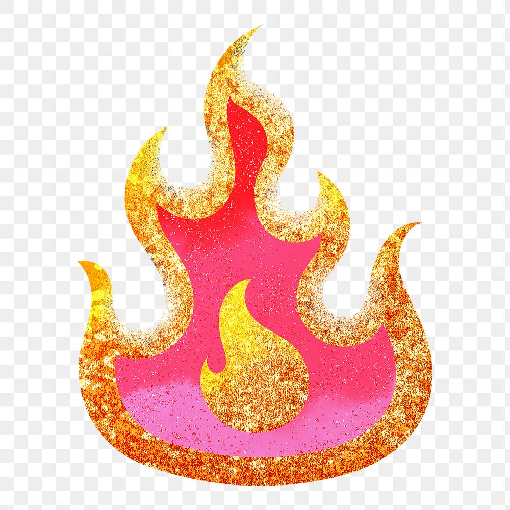 Glitter flame png clipart, pink aesthetic feminine on transparent background