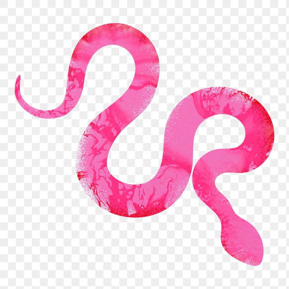 Pink snake png sticker, textured animal on transparent background