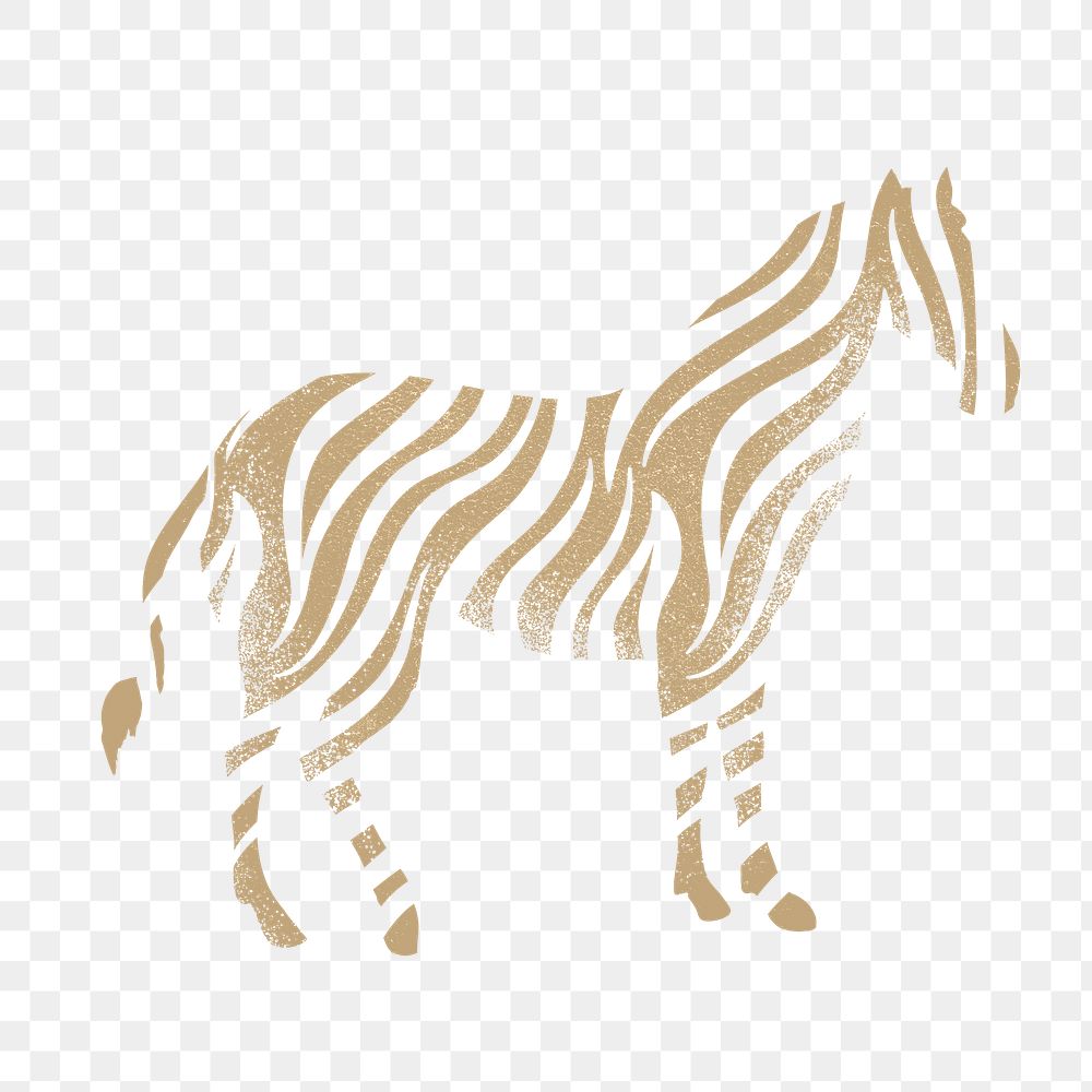 Brown zebra png sticker, textured animal on transparent background