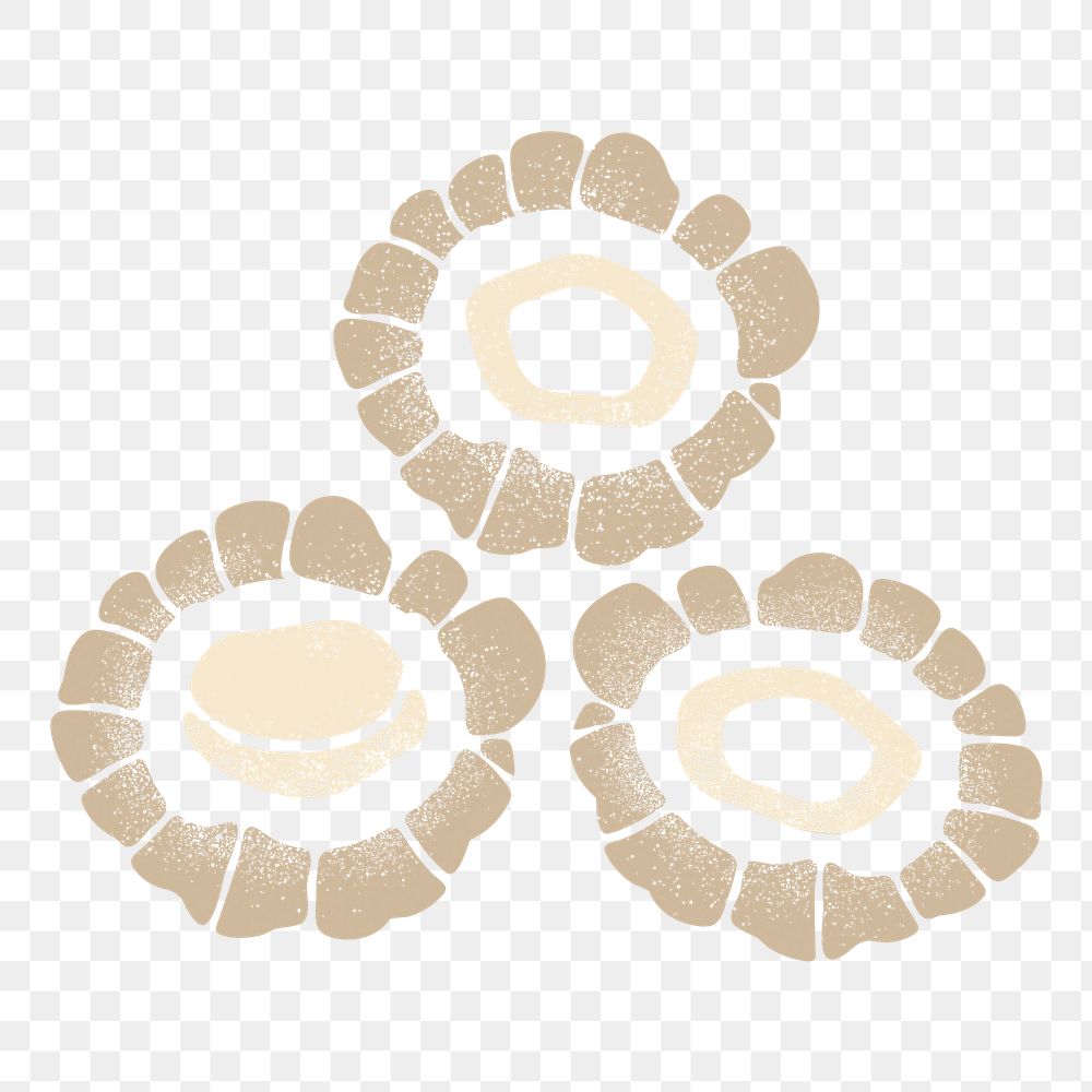 Abstract flower png clipart, brown earth tone shape on transparent background