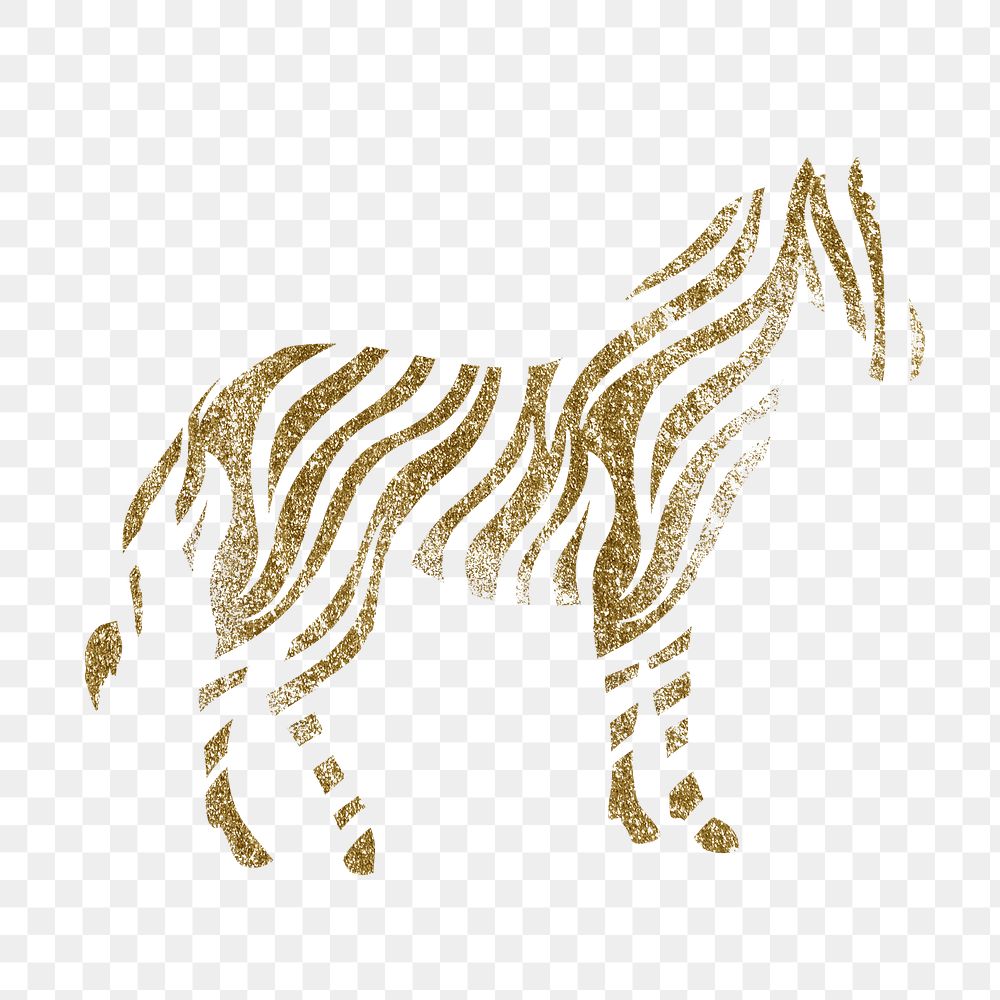 Gold zebra png sticker, glitter texture, animal stamp